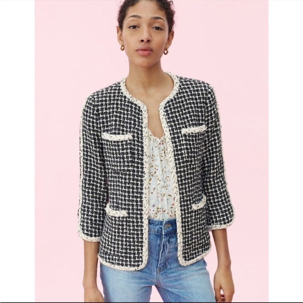 Rebecca Taylor Graphic Tweed houndstooth blazer jacket 8 / medium